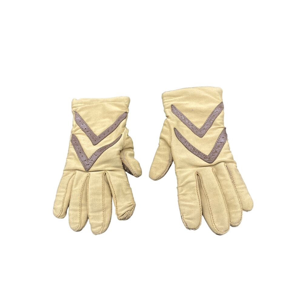 Vtg Women ISOTONER DRIVING GLOVES Tan/Blue/Gray One Size Nylon Spandex Winter - Picture 5 of 7